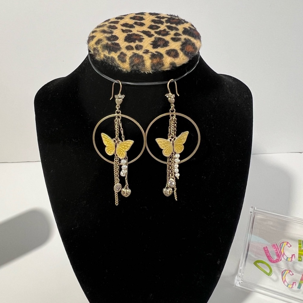 Vintage Juicy Couture Enamel Butterfly Dangle Earrings